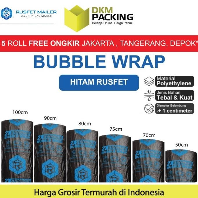 

tersedia plastik bubble wrap packing rusfet hitam 50m tebal bubblewrap roll