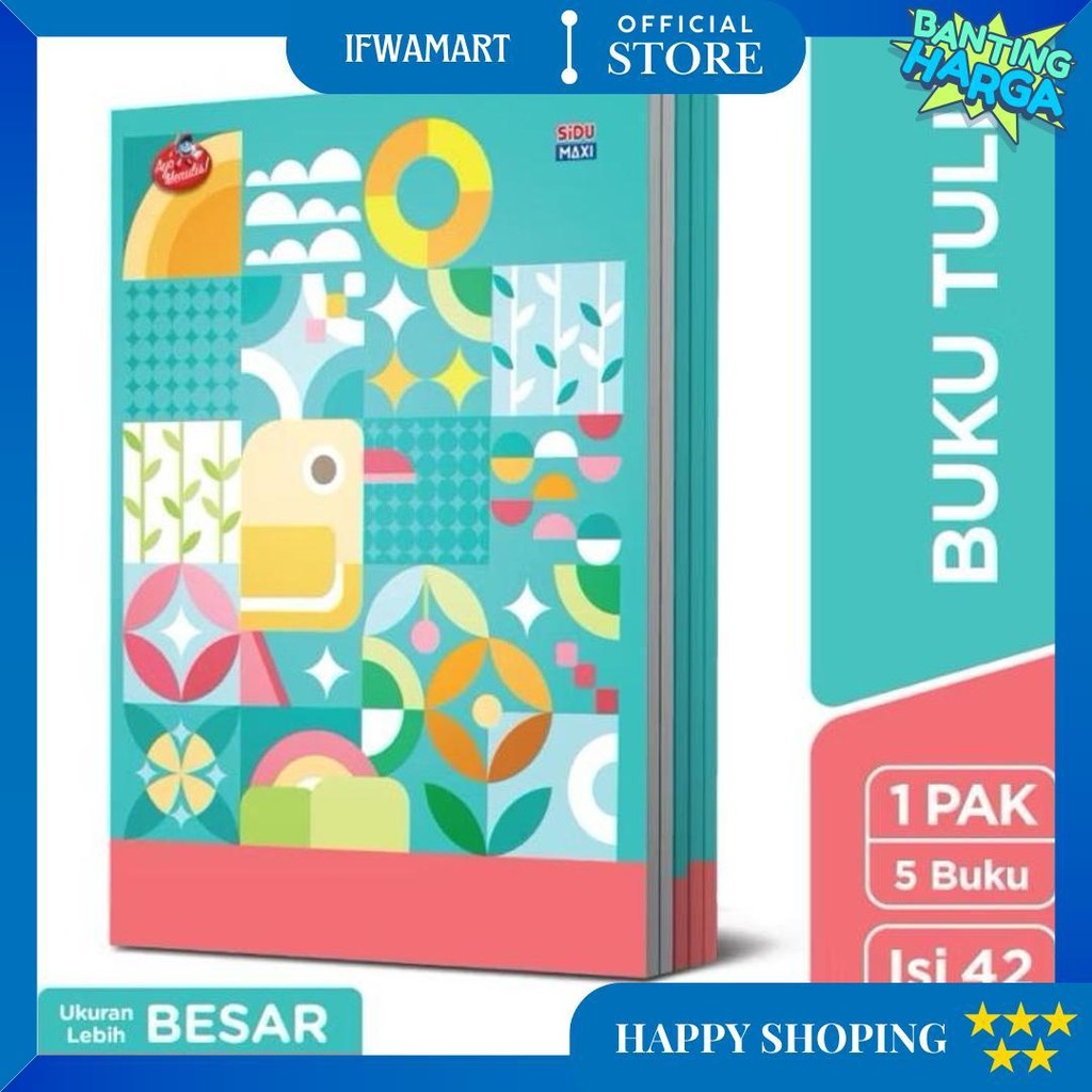 

Buku Tulis Sidu Maxi 42 Lembar (1 Pak = 5 Buku) / Buku Boxy Panjang D Sale