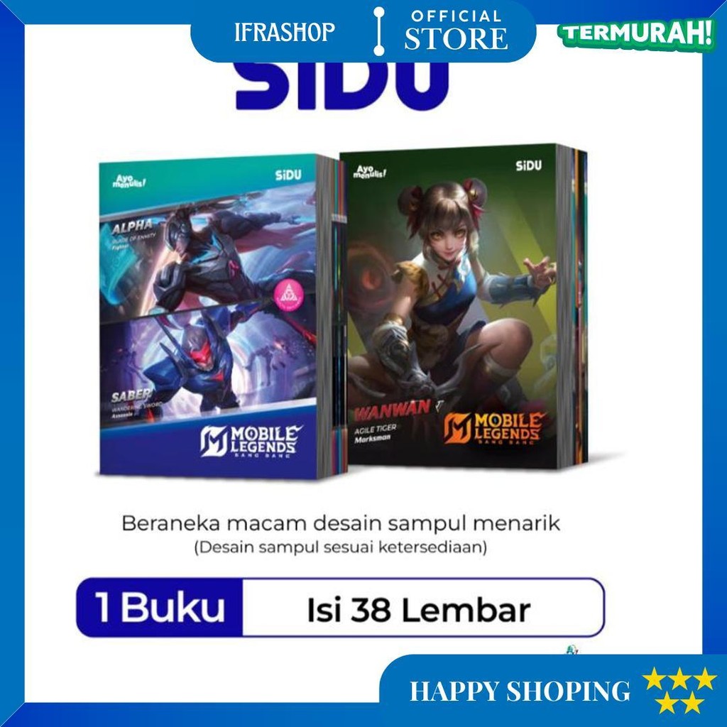 

(1 Pak) Sidu Buku Tulis Eb 38 Mobile Legend 1 Pak Isi 10 Buku / Buku Tulis Sidu Isi 38 Lembar 1 Pak D Terlaris