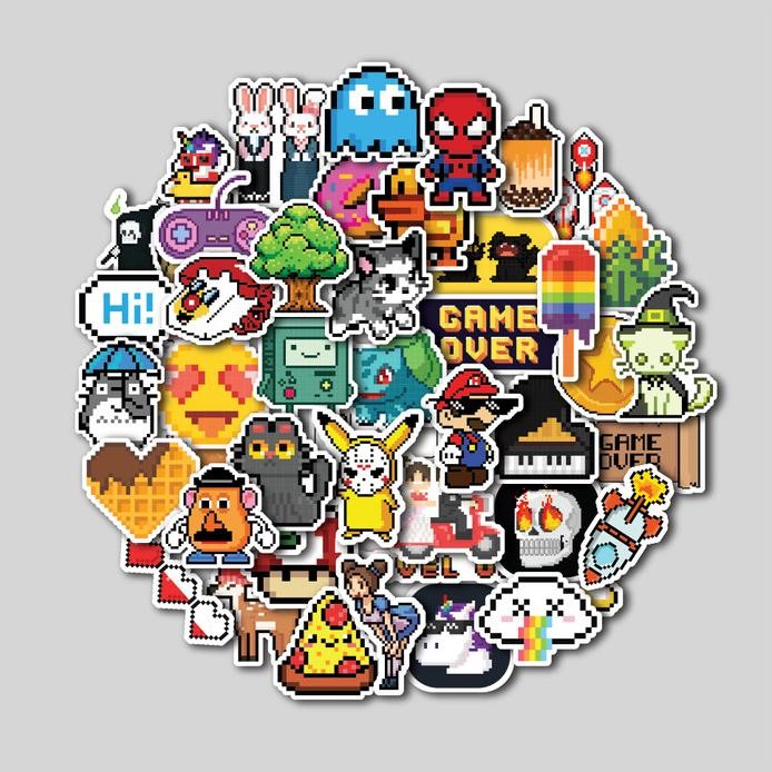 Terlaris Sticker Pack Pixel Art | Sticker Tumbler | Stiker Laptop Koper Helm