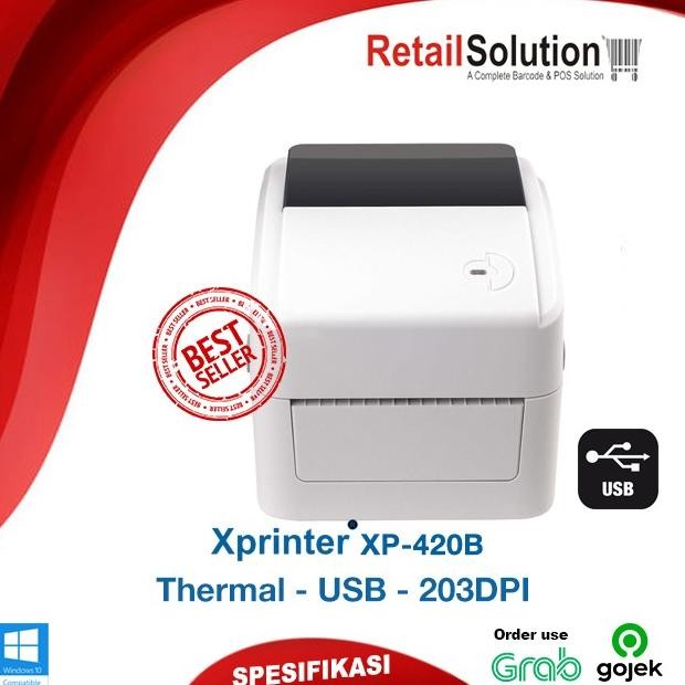 Printer Barcode Label Thermal USB - Xprinter XP420 / XP-420B / XP420B