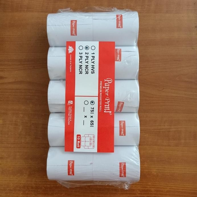 

KERTAS PRINT STRUK KASIR ROL 75 X 65 - 1 PLY HVS, 2 PLY NCR, 3 PLY NCR murah