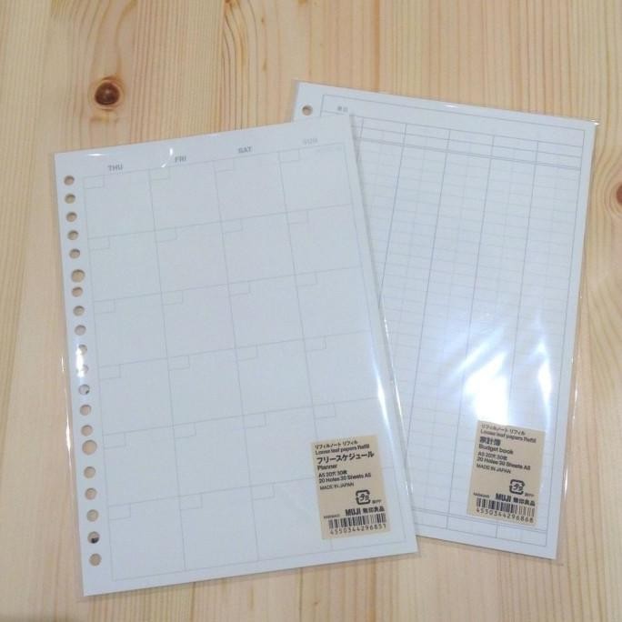 

MUJI - Loose Leaf paper A5 -Plain/Drawing/Dot Grid/Planner/Budget Book murah