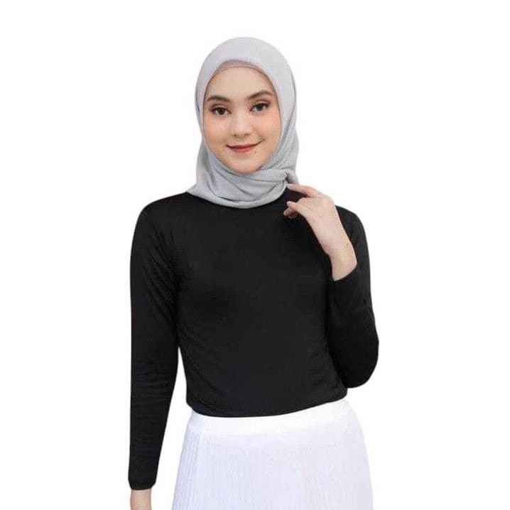 Baju Manset Leher Tinggi Lengan Panjang Atasan Bahan Kaos / Baju Manset Kaos / Manset Kaos Wanita