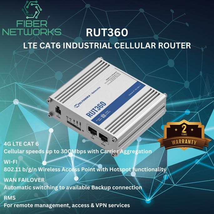 TELTONIKA RUT360 4G LTE CAT 6 ROUTER WIFI BACKUP INTERNET
