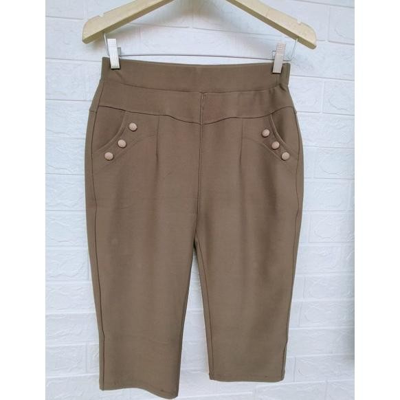 Celana Polos 7/8 Wanita Import Bahan Melar Jumbo