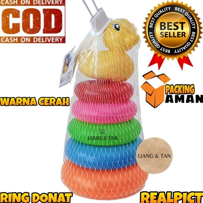 Mainan Anak Ring Donat 5 Susun Warna Cerah / Mainan Edukasi Anak SNI