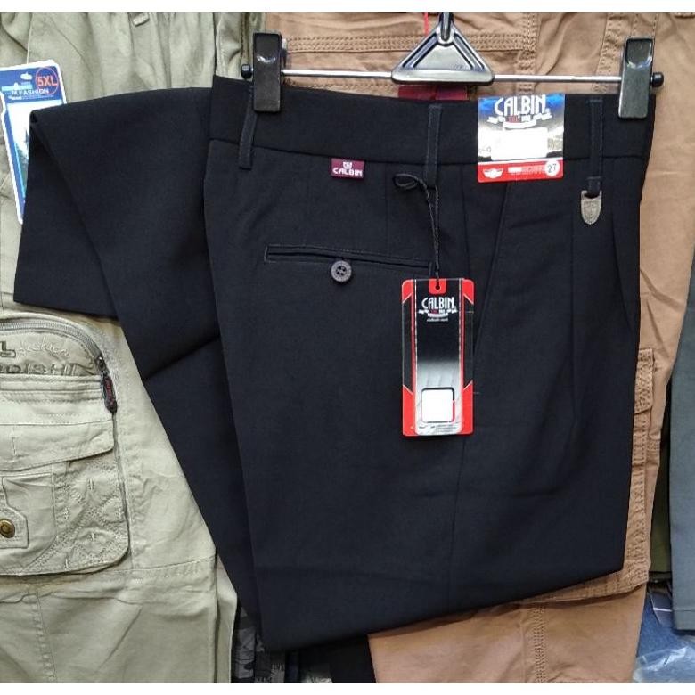 Celana Panjang Bahan Pria Formal / Kantor Calbin Bahan Twiss Hitam