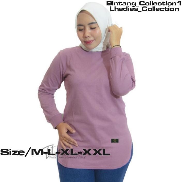 Fenomenal Kaos Polos Wanita Lengan Panjang Semi Tunik Body Oval Bisa Untuk Seragaman Size M L Xl Xxl
