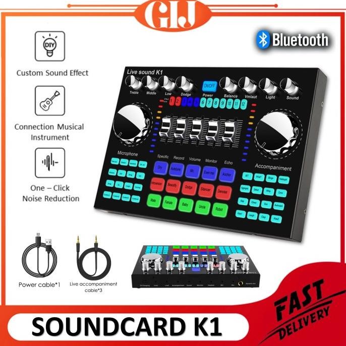 Soundcard Sound Card K1 Live Audio Mixer Video Recording Broadcast ABD