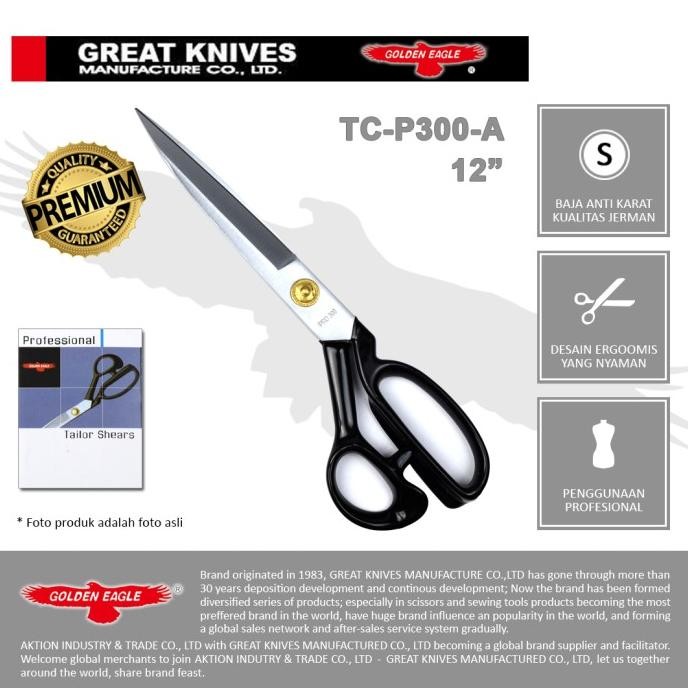 

GUNTING POTONG BAHAN KAIN PROFESSIONAL GOLDEN EAGLE 12 INCH TC-P300-A