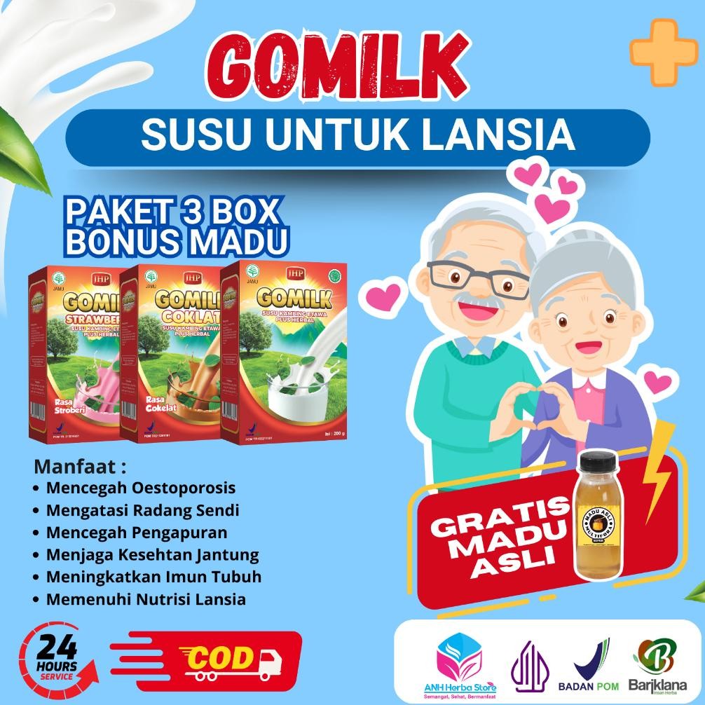 

GOMILK Susu Kambing Etawa Plus Herbal Untuk Lansia Mencegah Oestoporosis