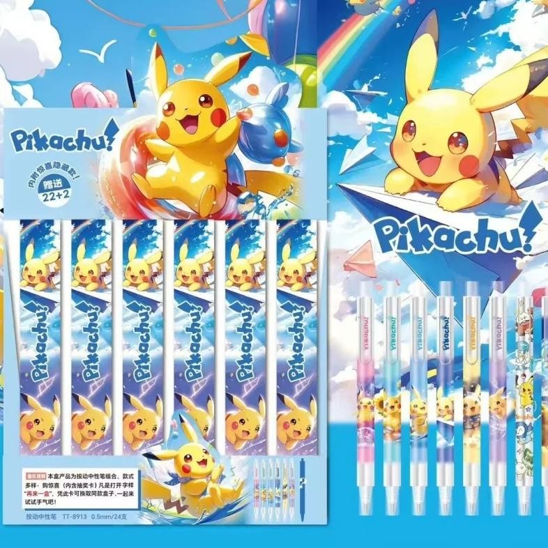 

24Pcs/Lot Pokemon Press Gel Pen Cartoon 0.5Mm Black Ink Signature Pens Promotional Gift Office School Supplies