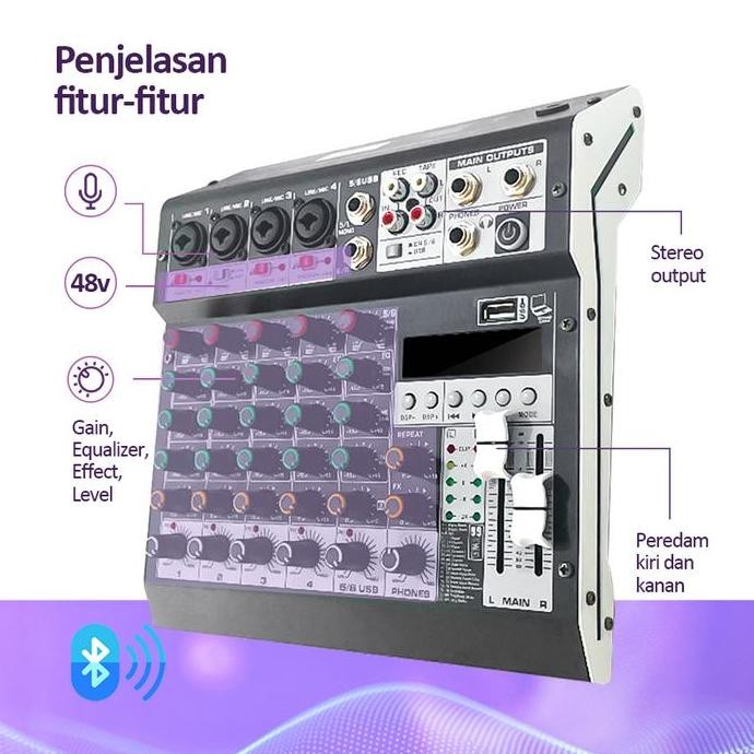 Hi-Net Pm4/PM5 mixer sound audio system Bluetooth dsp USB 4 channel mini audio interface for recordi