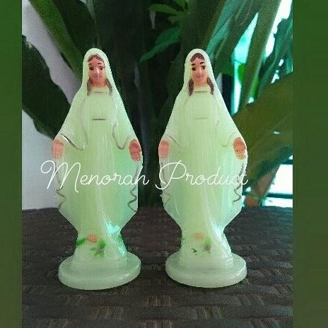 Produk Baru Patung Bunda Maria Tangan Terbuka Fosfor. 15Cm