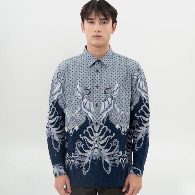 M231 KEMEJA PRIA BATIK PANJANG BIRU 0641 TERMURAH
