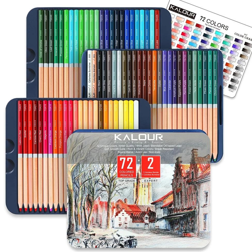 

Kalour 72 Colors Artists Colored Pencils Set, Oil-Based Soft Core, Vibrant Colors For Drawing, Sketching And Coloring
