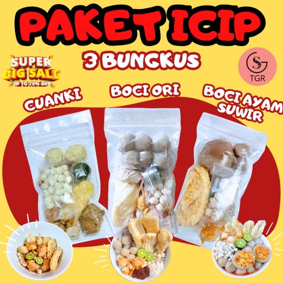 

READY STOK [PAKET ICIP 3 BUNGKUS] Boci Ori,Cuanki Instan,Boci Ayam Ekonomis Siap kirim