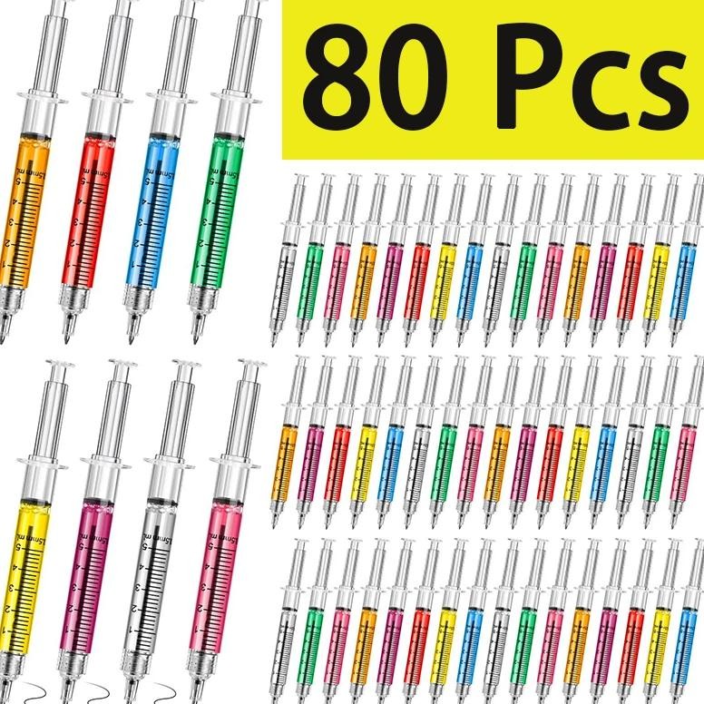 

80Pcs Syringe Pens Retractable Fun Nurse Pens Novelty Multi Colors Medical Ballpoint Pens Gifts For Nurses Nursing Student