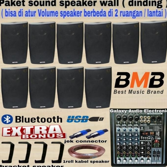 Terlaris Paket Speaker Wall Bmb 6Inch Isi 10Unit Utk Cafe,Restoran,Klinik Dsb
