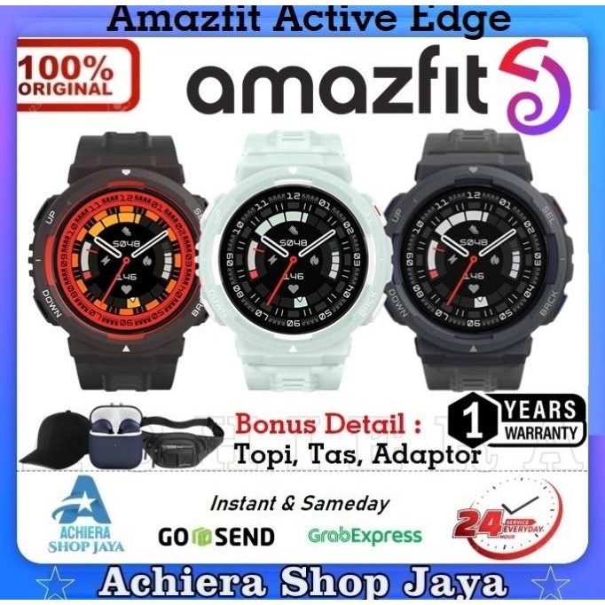 AMAZFIT ACTIVE EDGE SMARTWATCH 10 ATM GPS STYLISH RUGGED DESIGN RESMI