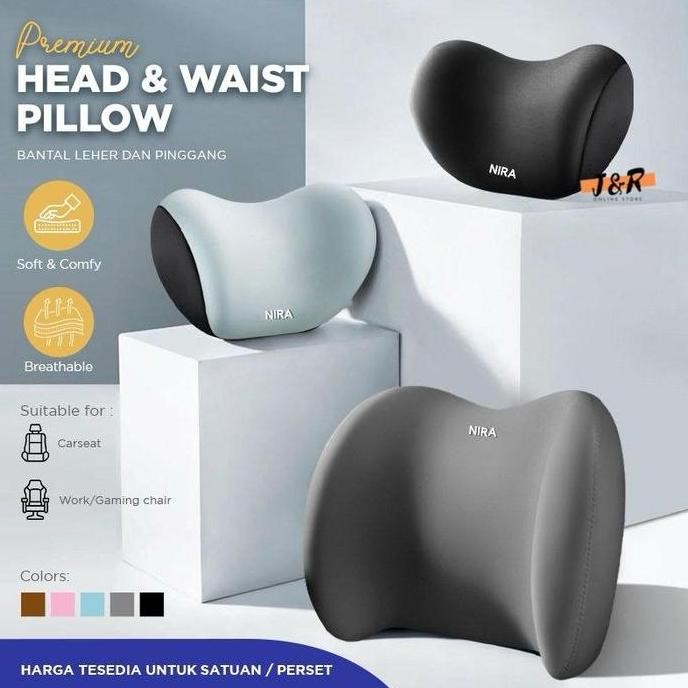 Bantal Leher dan Bantal Pinggang Mobil / Kursi Kerja / Kursi Gaming / Head Pillow / Waist Pillow