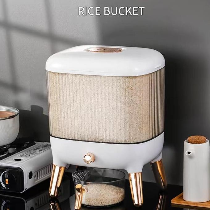 

Ready Tempat Beras Modern Rice Box Desain Minimalis Anti Serangga dan Anti Lembap dengan Penutup Kedap Udara 10kg - Putih