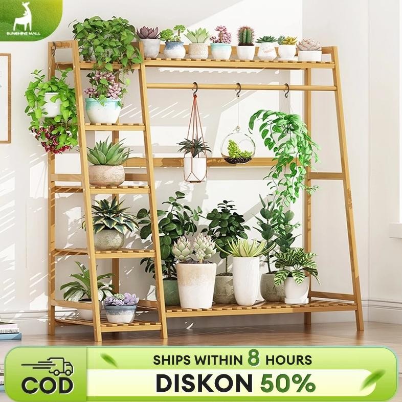 Rak Pot Bunga Rak Bunga Rak Tanaman Rak Bunga Kayu Rak Tanaman Outdoor Rak Tanaman Susun Dinding Tem
