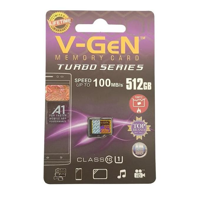 MicroSD V-GeN Turbo 512GB Class 10 Memory Card Micro SD VGEN - 512gb