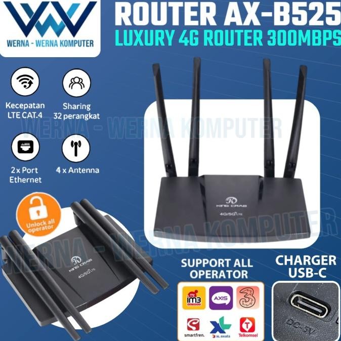 Router Modem WiFi 4G LTE AX-B525 All Operator GSM 4 Antena  AX B525