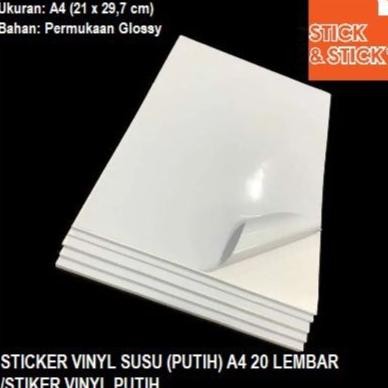 

ready STICKER VINYL SUSU (PUTIH) A4 20 LEMBAR / STIKER VINYL PUTIH murah