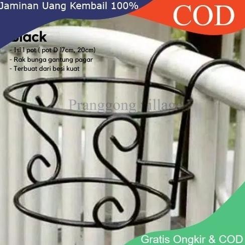 Rak Pot Bunga Gantung Pagar balkon S /Rak Gantungan Besi Pot Pagar