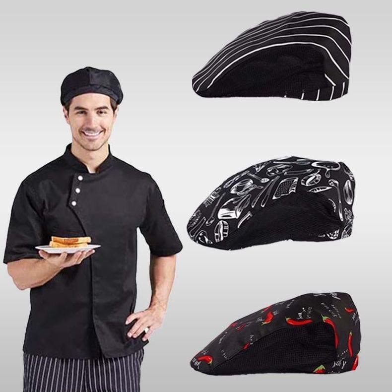 Premium 1Pcs Baret Topi Topi Chef Dewasa Beret Chef Hat Topi Dapur Masak Versi Berventilasi Topi Che