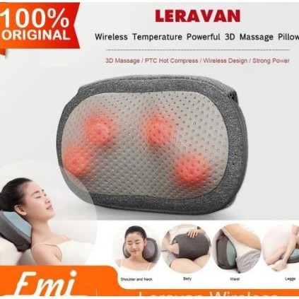 leravan wireless massage pillow with heating plate alat pijat