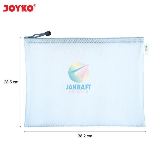 

tyS (1 Pcs) Document Bag Jaring Zipper JOYKO DCB-46 B4 Putih Semi Clear Transparan Laptop Dokumen File A4 & F4 Folio Stationery Pouch Resleting Tahan Air