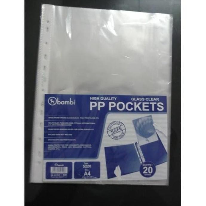 

tyS PP Pocket Bambi A4 dan Folio ( isi 20+ 5 pc )