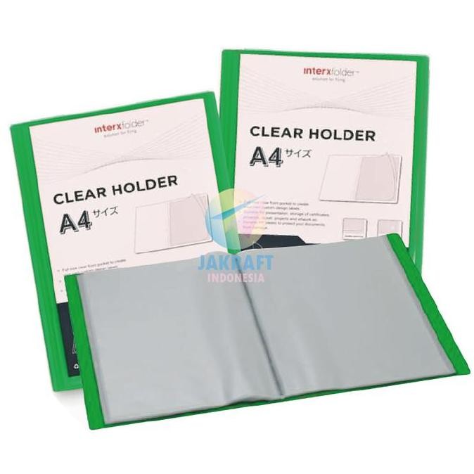 

tyS (1 Pcs) Map Clear Holder Display Book A4 isi 40 PP Pocket Putih Bening / Biru Blue / Merah Red / Hijau Green / Ungu Purple Clear Transparan Tebal