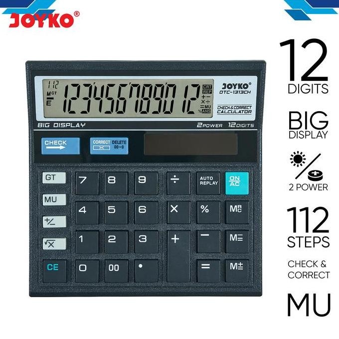 

tyS Joyko Calculator 12 Digit / Kalkulator Joyko DTC-1313CH 12 Angka Meja Kantor Kasir