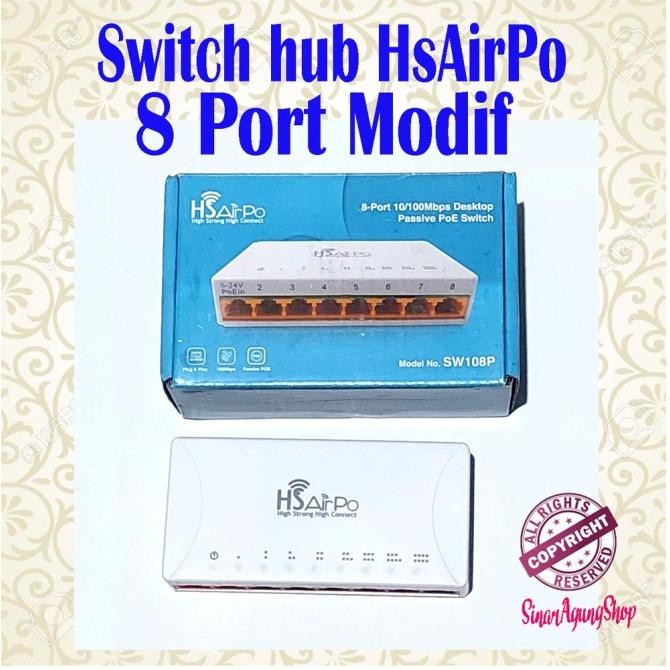 Switch hub Hsairpo 8 Port Modif PoE in-out
