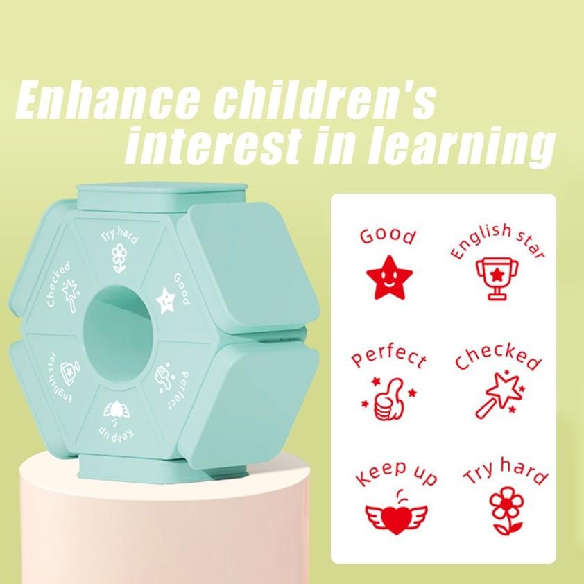 

Premium 6in1 Teacher Stamp Stempel Reward Anak TK Inking Comment Stamp English Version Praise Reward for School Classroom Homework Grading Stamp Motivational High Quality