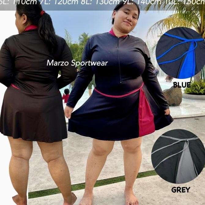 TERLARIS - [JUMBO 10L] BAJU RENANG JUMBO 10L 8L 7L BAJU RENANG ROK WANITA JUMBO LENGAN PANJANG BAJU 