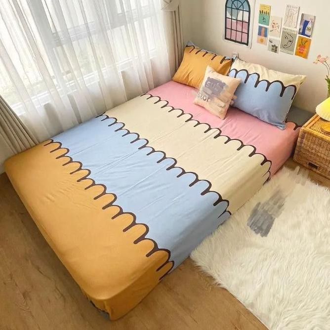 SET SPREI KATUN / SPREI MOTIF ANAK KARTUN / SPREI AESTHETIC EMILY KOREA / SEPREI MOTIF BUNGA 120, 16