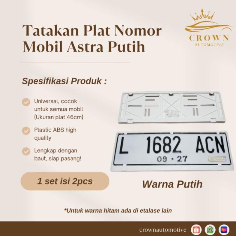Cover Plat Nomor Mobil Standar Putih / Tatakan Plat Nomor Mobil Putih