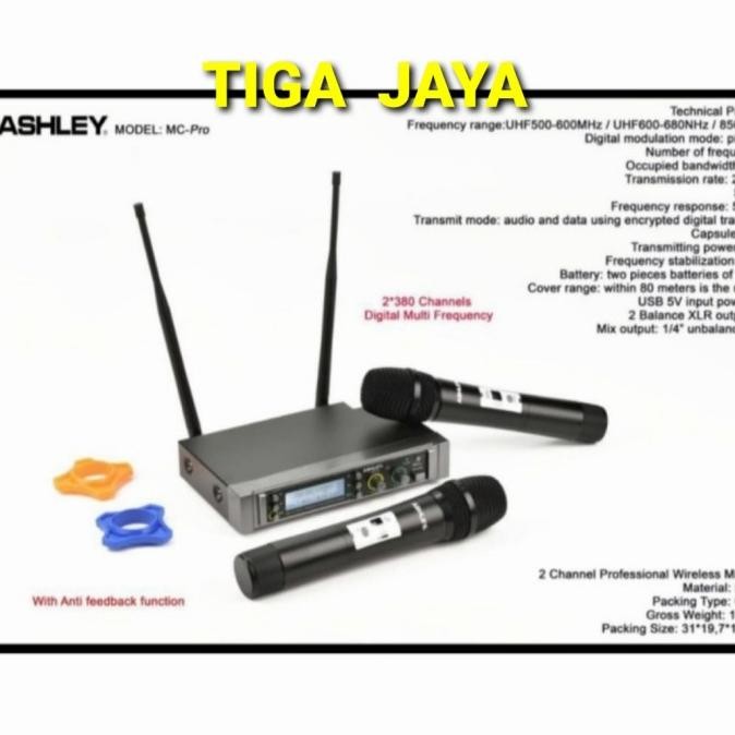 Mic Wireless Ashley UHF Mc Pro 2 Microphone Werless Mic Voice Original