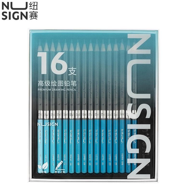 

baru !!! Nusign Sketch Pencil Set / Pensil Sketsa isi 16 Berbagai Ketebalan Non Toxic NS732
