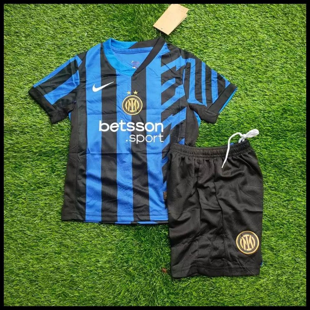 JERSEY KIDS INTERR MILANN NEW HOME 2024 2025 BAJU SEPAK BOLA ANAK SATU SET USIA 3 4 5 6 7 8 9 10 11 