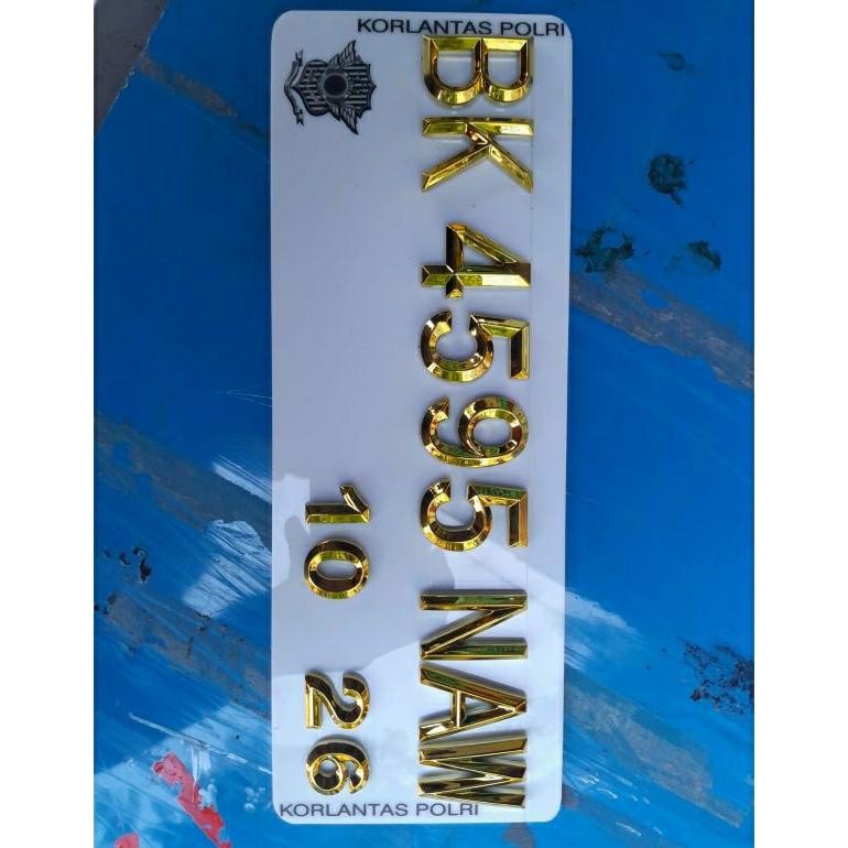Plat Nomor Timbul Motor Diamond Gold