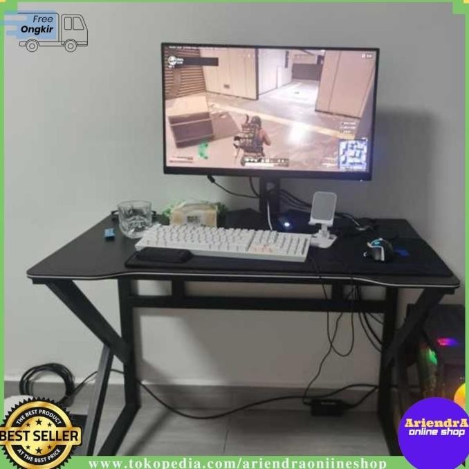 Meja Komputer Laptop Pc Rangka Meja Stabil Dengan Lubang Kabel New Stok