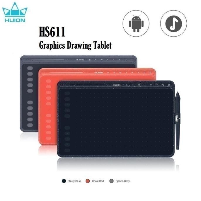 Huion Hs611 Graphics Drawing Tablet With Battery-Free Pen Tablet Pw500 New Stok