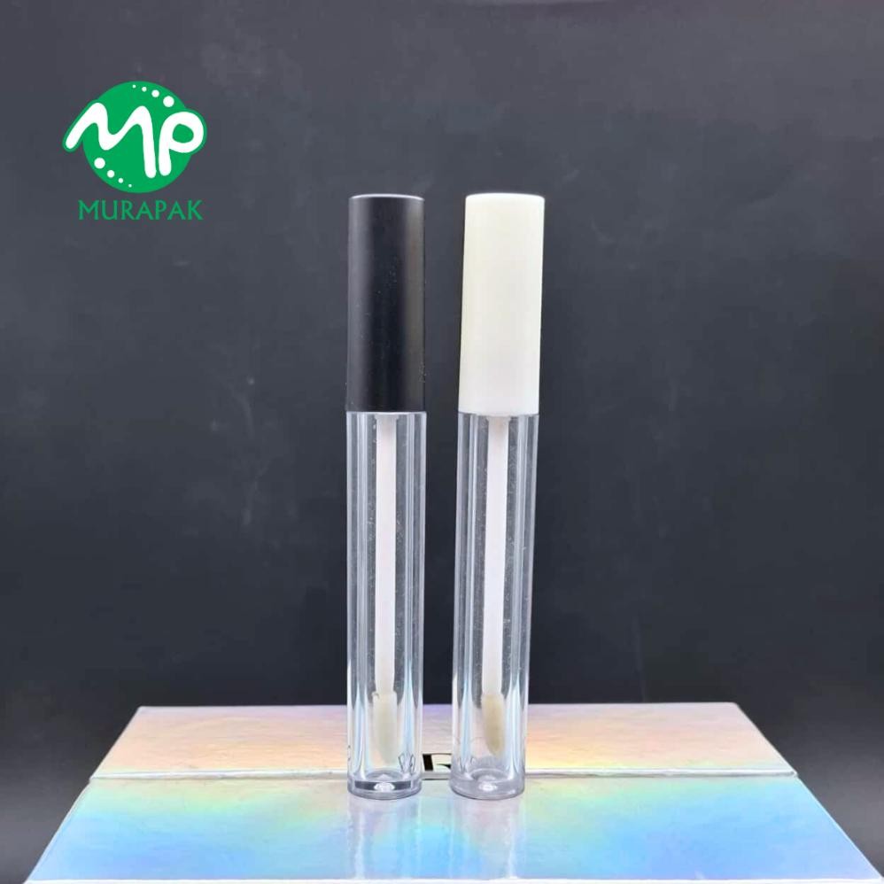 redi [MINIM 20PCS] BOTOL LIPGLOSS ACRILYC TEBAL KUAS BIBIR 4ML LIPGLOSS TUTUP HITAM Dan PUTIH LG13 B